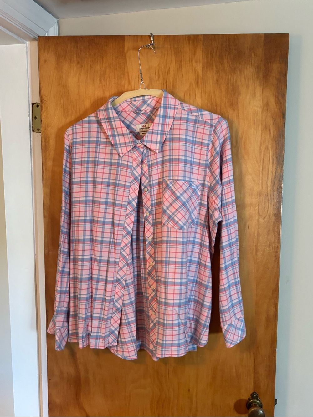 Vineyard Vines Women’s Pink Blue Plaid Flannel Shirt Size 20
